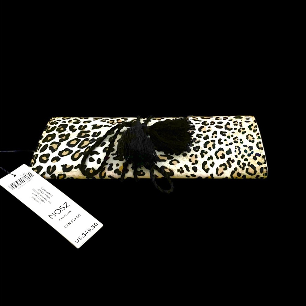 Chic Animal Print jewelry roll w/tassel tie